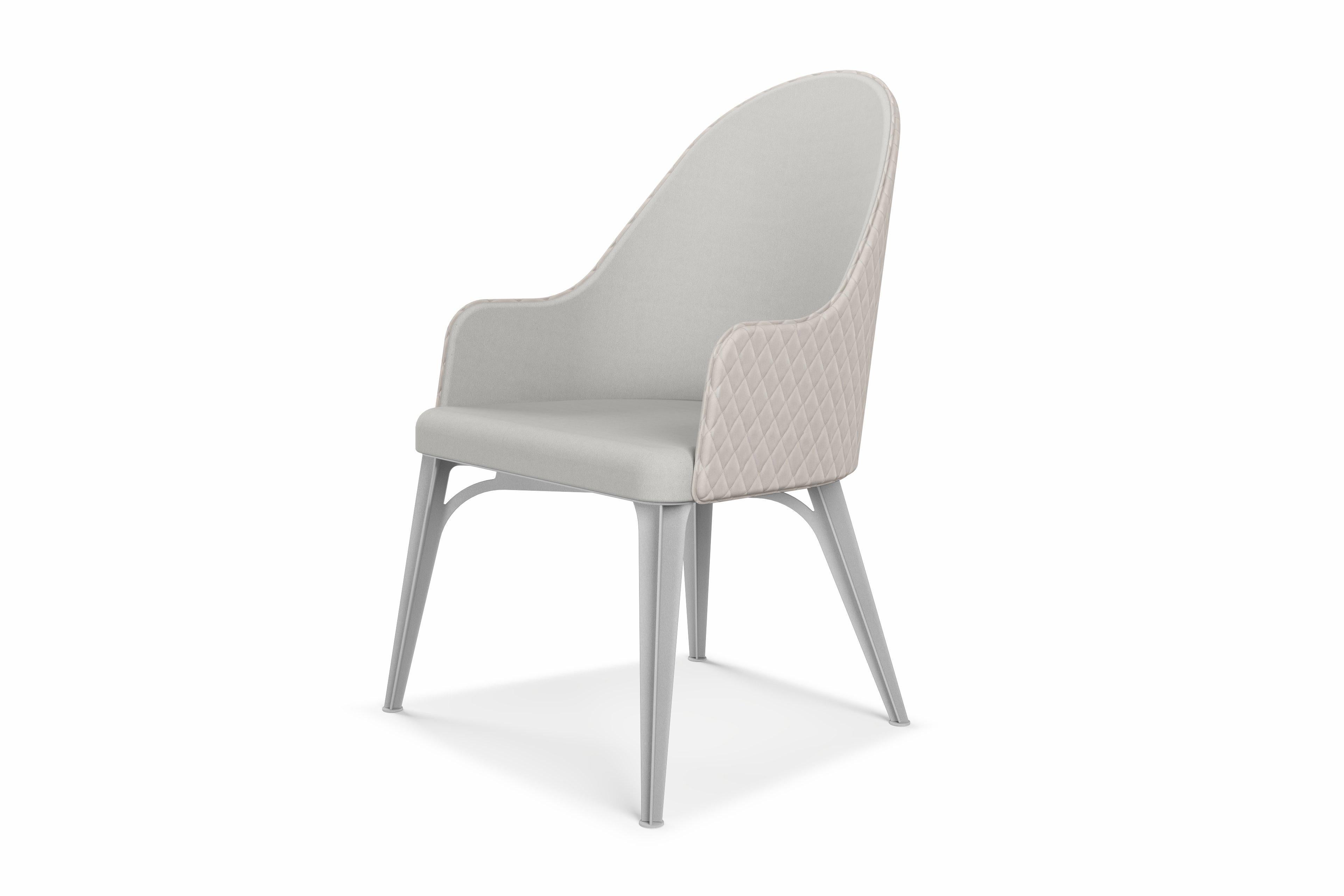 Luna upholstered armchair with steel legs For Sale 9