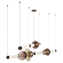 Lampadario Luna a 2 livelli in bronzo satinato