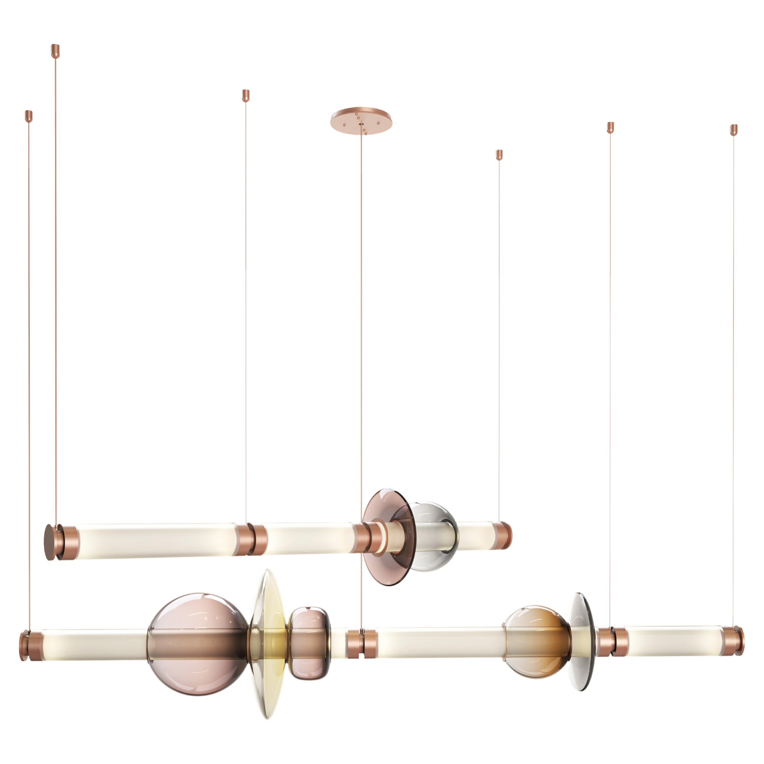 Luna Chandelier 2 Tier in Satin Copper For Sale