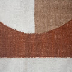 Luna Circle Ochre Handwoven Modern Wool Rug, Carpet and Durrie