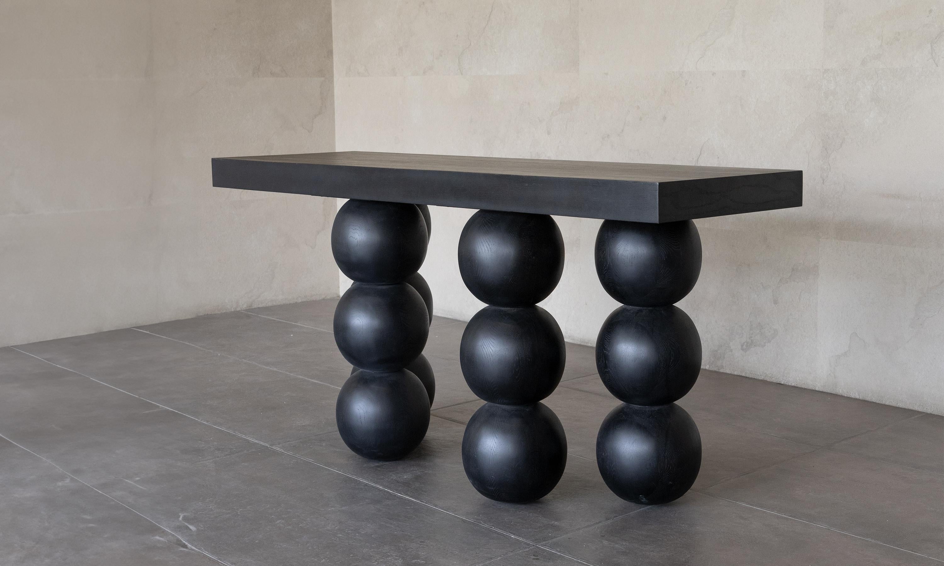 Indian LUNA CONSOLE TABLE - Ebony Black Oak SHO MODERN For Sale