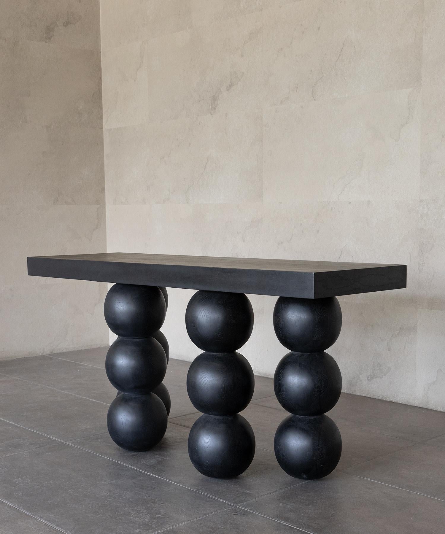 LUNA CONSOLE TABLE - Ebony Black Oak SHO MODERN For Sale 2