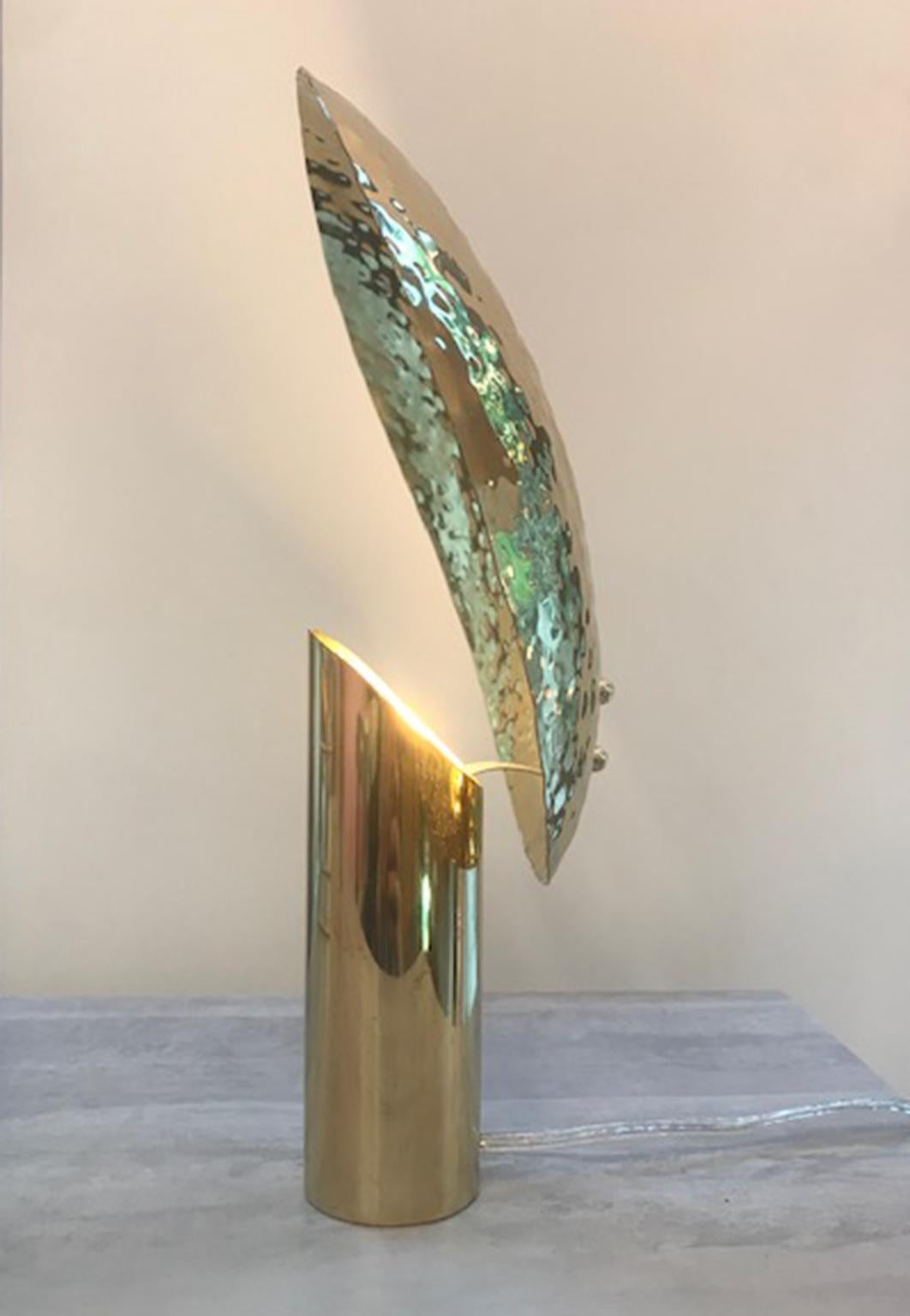 Modern Contemporary Minimalist Poetic brass table lamp by Cristiana Bertolucci For Sale
