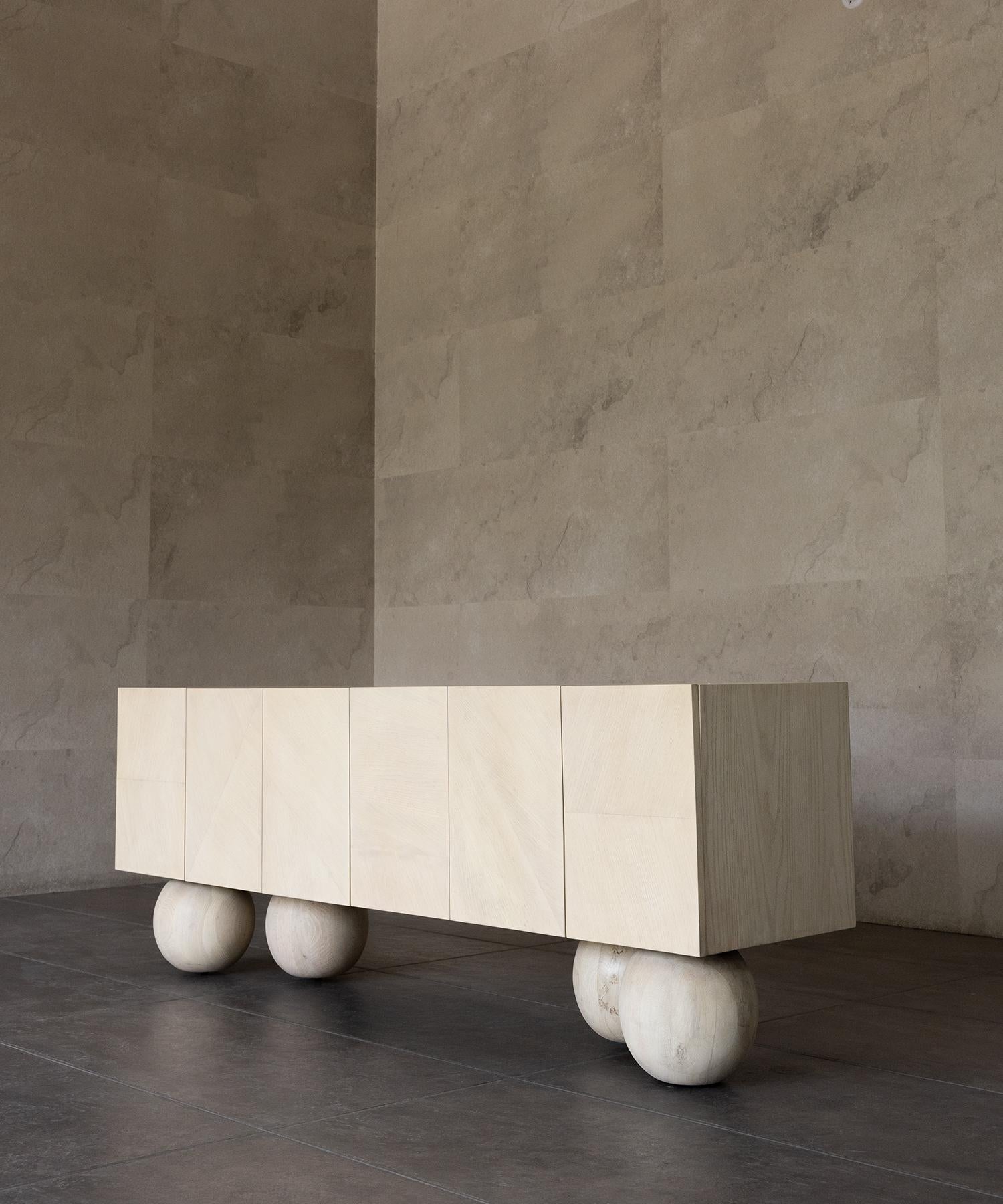 Indien TABLE CREDENZA LUNA - Chêne blanchi blanchi, MODERN en vente