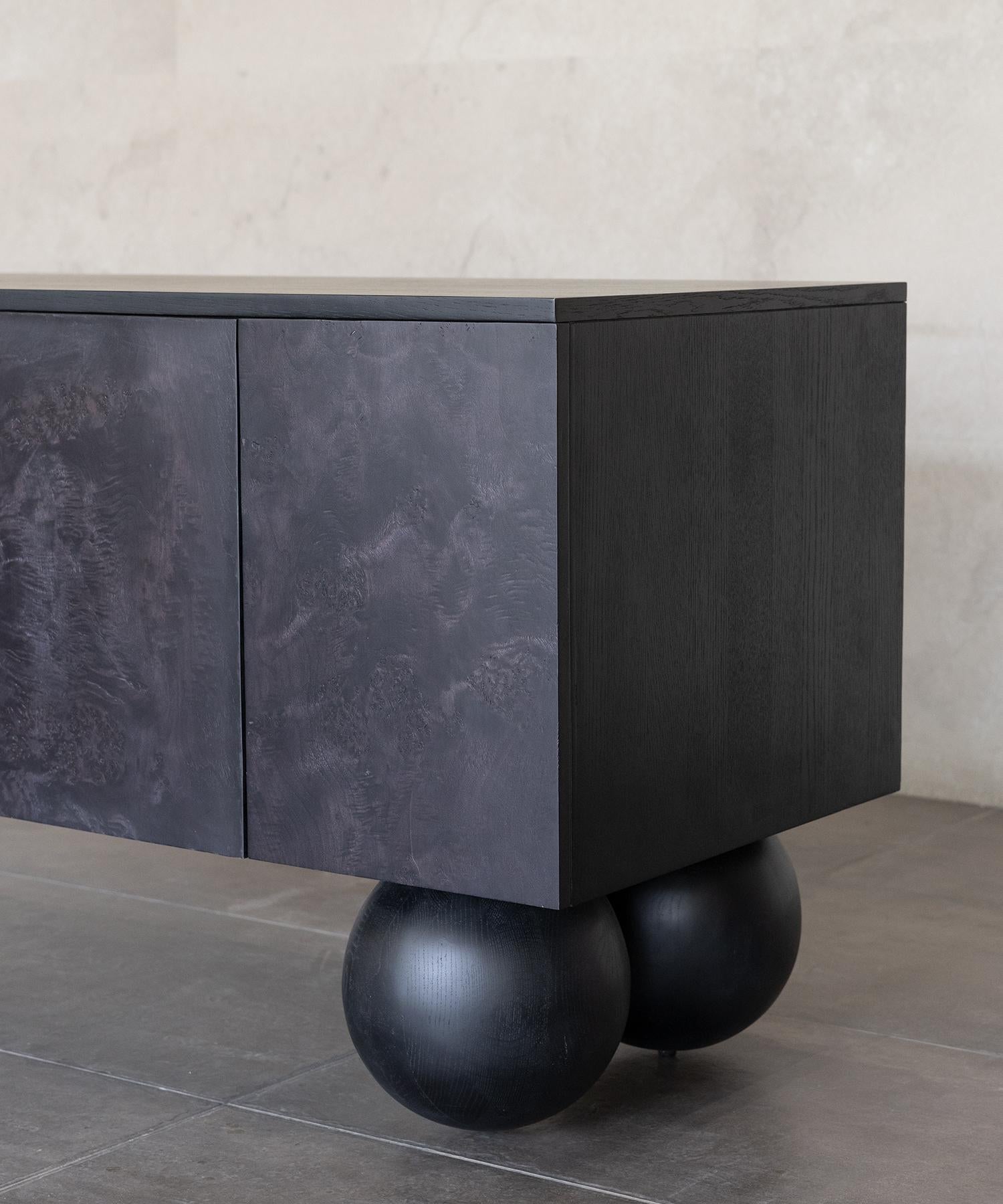 Moderne TABLE LUNA CREDENZA - Ebène Noir Burlwood SHO MODERN en vente