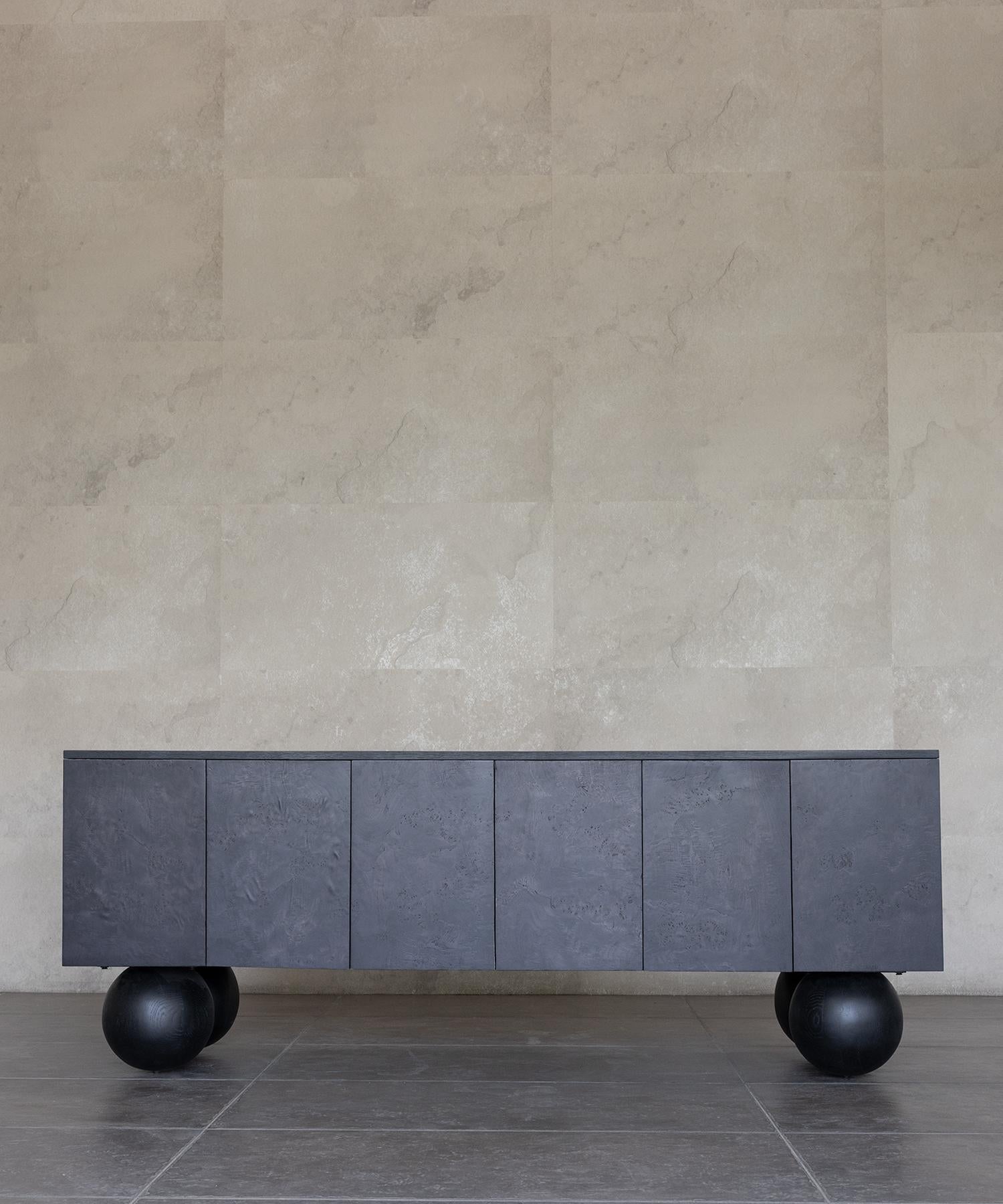 TABLE LUNA CREDENZA - Ebène Noir Burlwood SHO MODERN Neuf - En vente à Laguna Niguel, CA