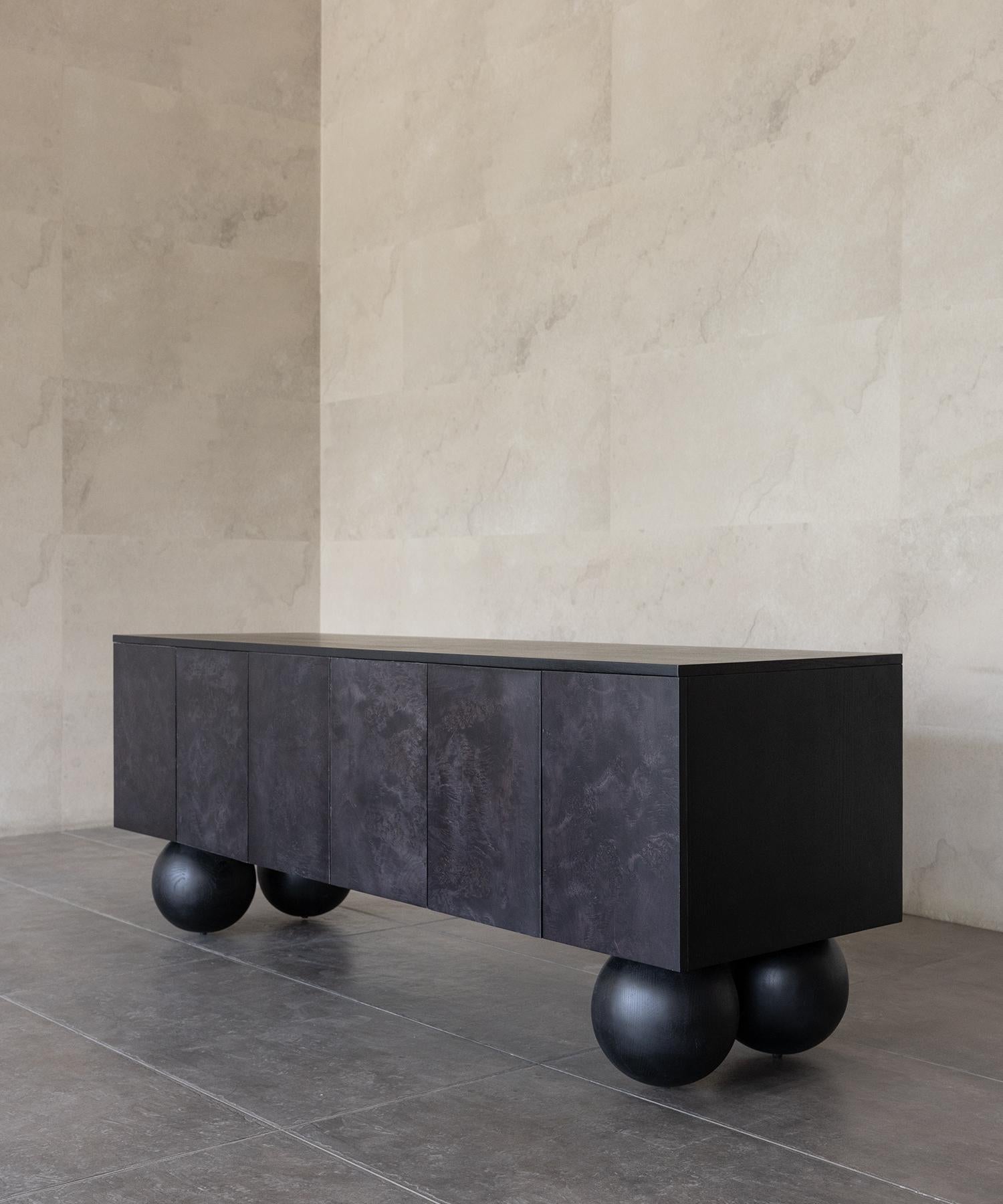 XXIe siècle et contemporain TABLE LUNA CREDENZA - Ebène Noir Burlwood SHO MODERN en vente