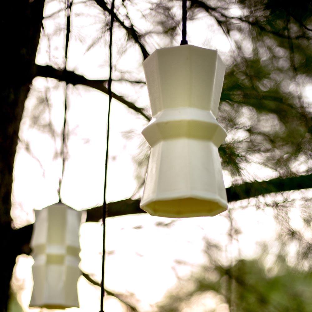 Modern Tessellation 1 Contemporary Hanging Pendant Light White Translucent Porcelain For Sale