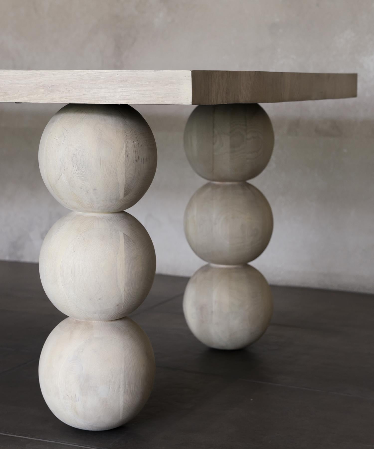 Indian LUNA DINING TABLE - Bleached White Oak SHO MODERN For Sale