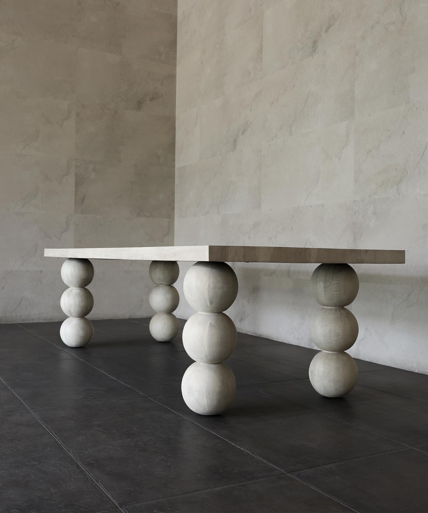 LUNA DINING TABLE - Bleached White Oak SHO MODERN In New Condition For Sale In Laguna Niguel, CA