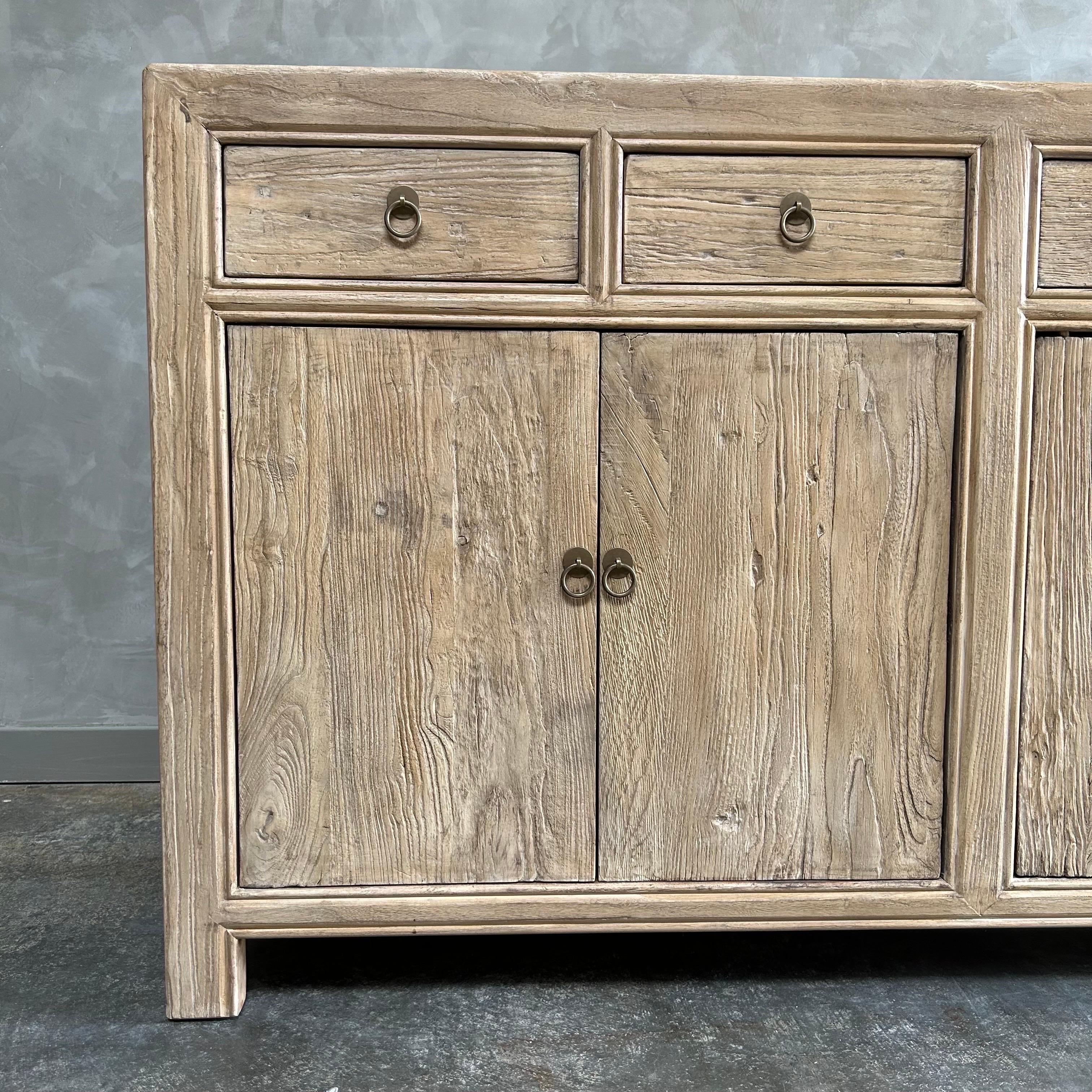 Luna Double Reclaimed Wood Cabinet with Drawers For Sale 6