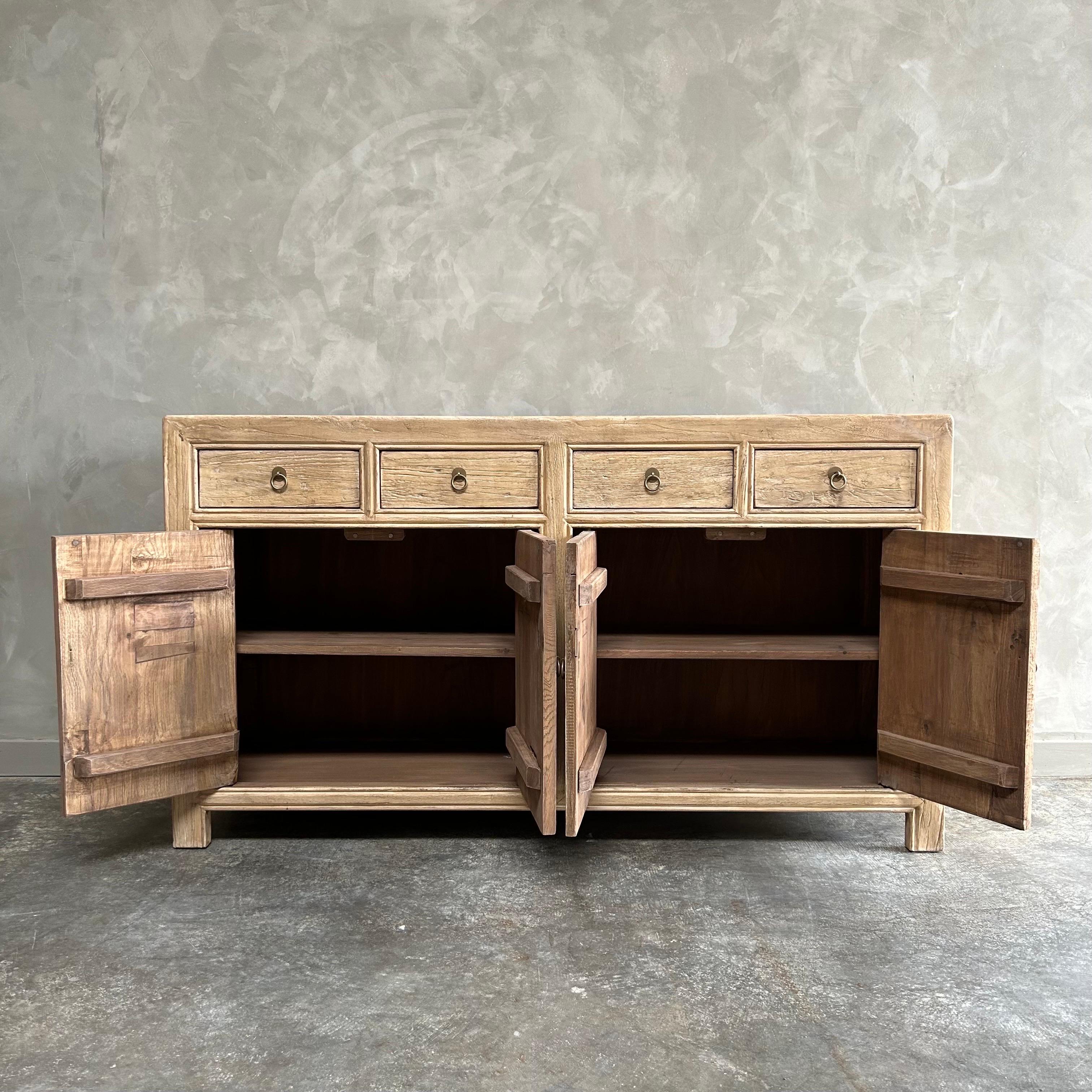Contemporary Luna Double Reclaimed Wood Cabinet with Drawers For Sale