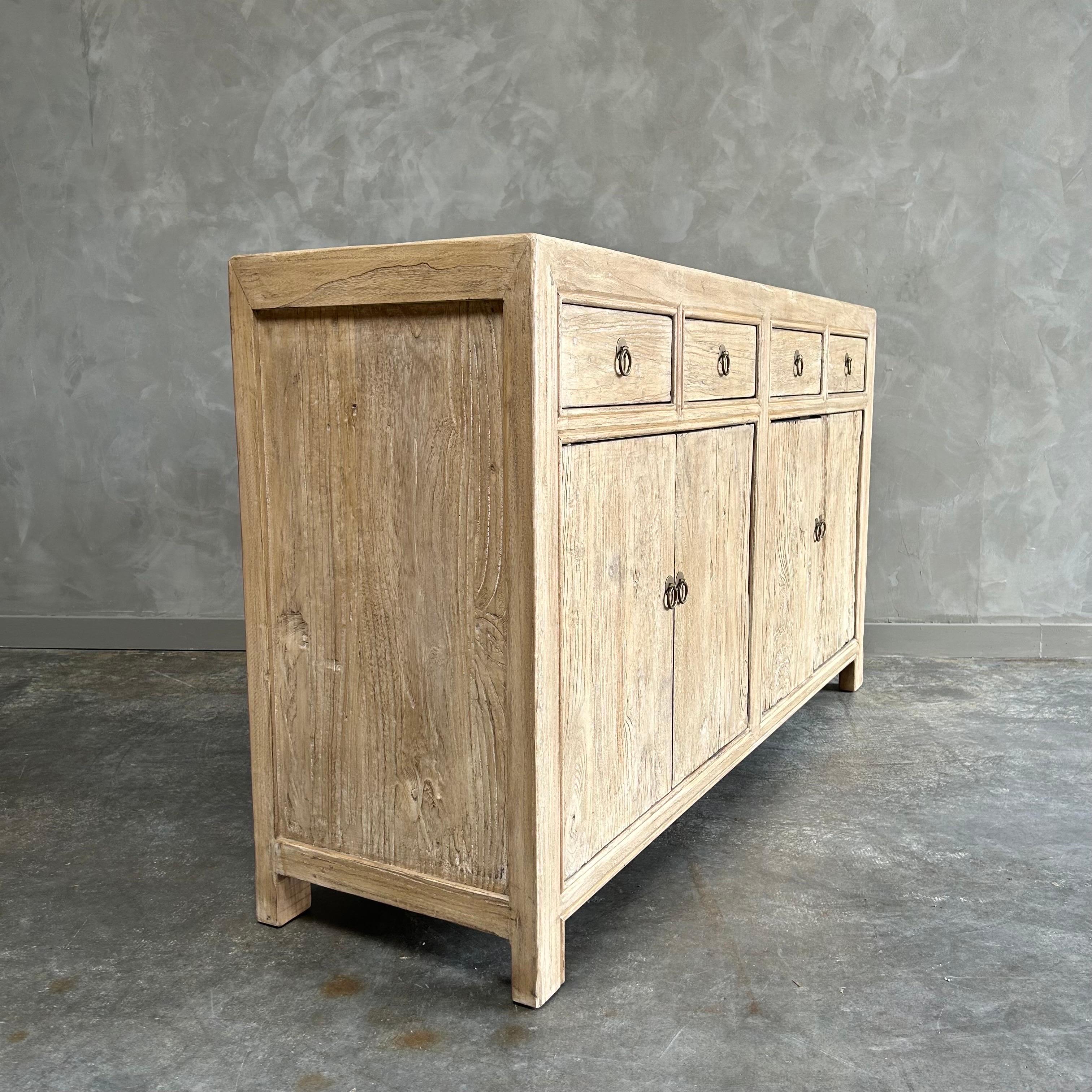 Luna Double Reclaimed Wood Cabinet with Drawers For Sale 1