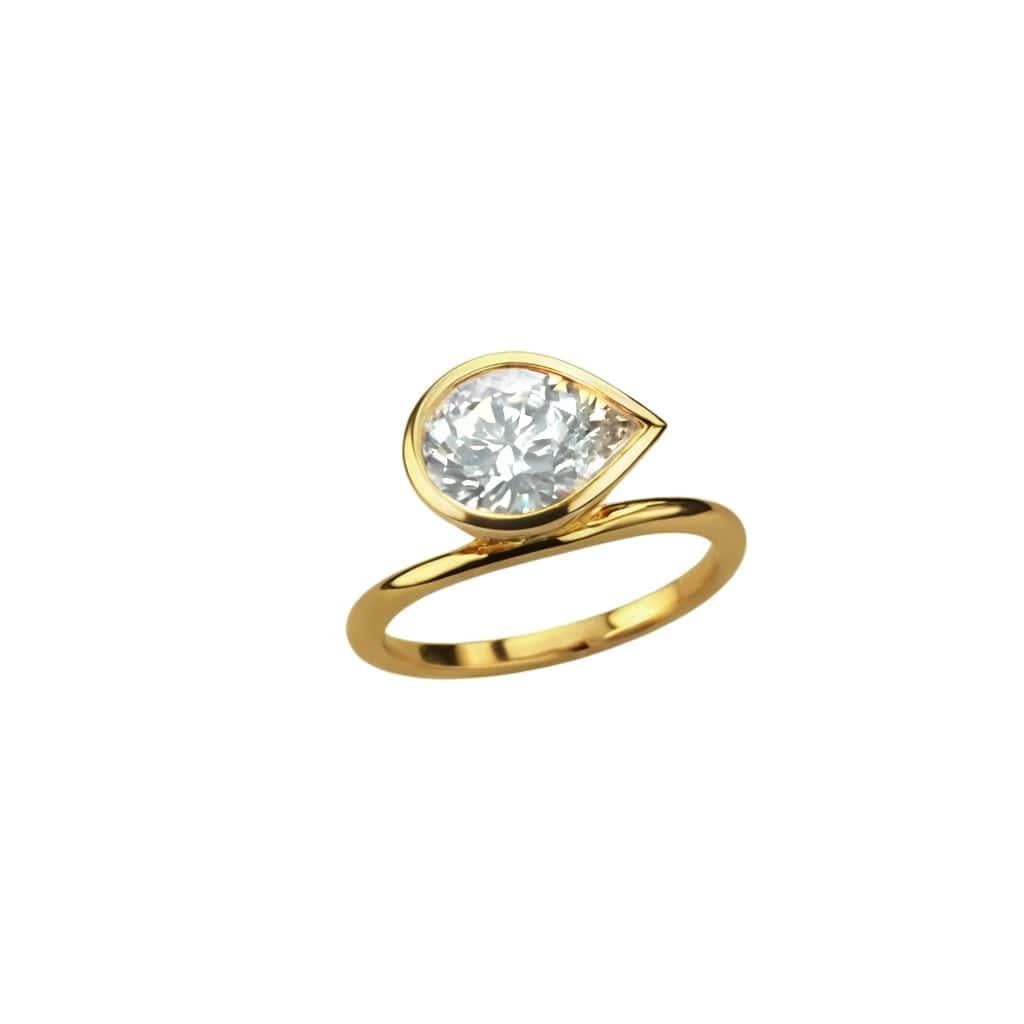 Im Angebot: Luna Drop 14K (oder 18k auf Anfrage) Gelbgold Diamantring () 4