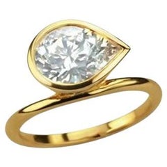 Luna Drop 14K (or 18k upon request) Yellow Gold Diamond Ring