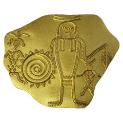 Luna Felix 22 Karat Yellow Gold Aztec Pendant