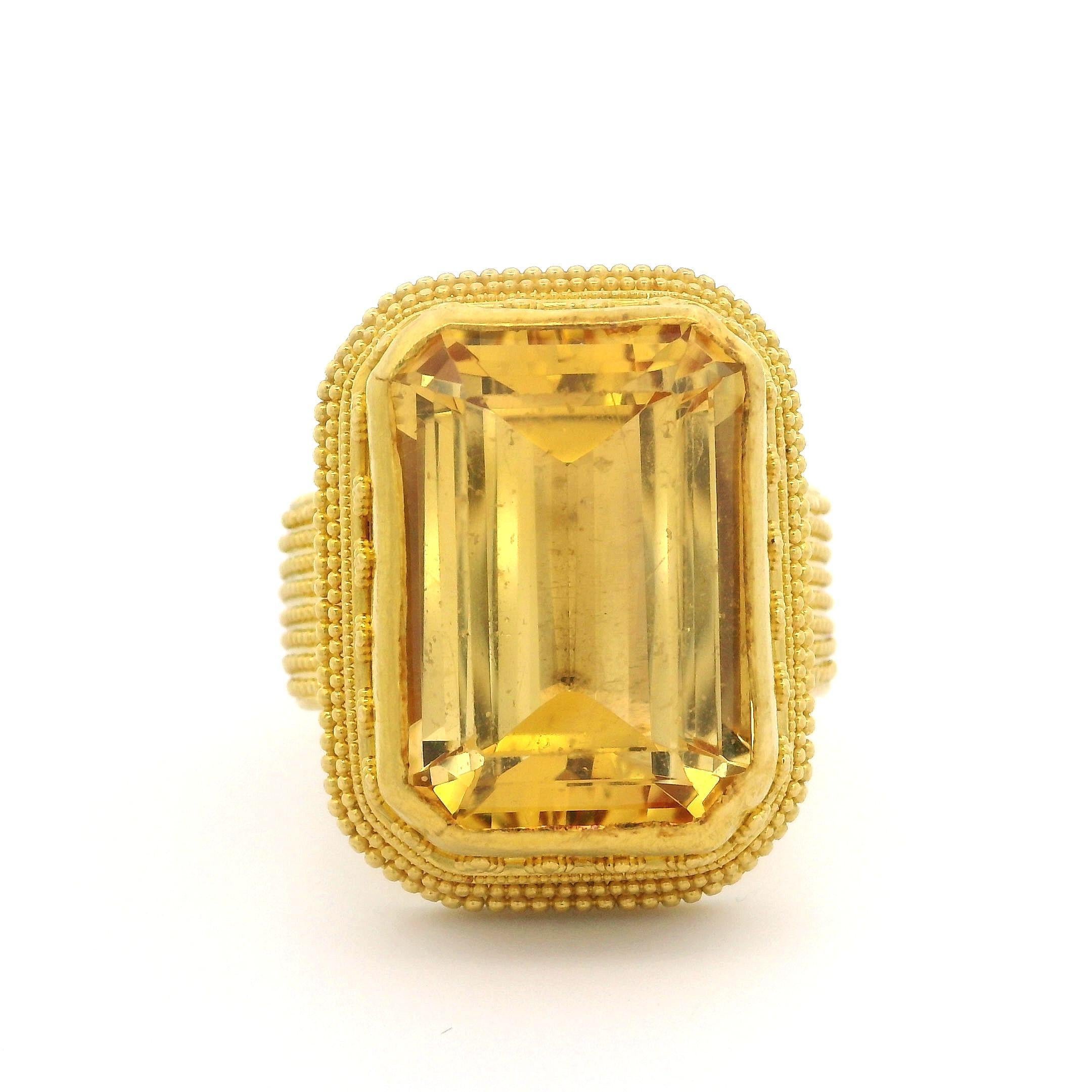 Luna Felix 22k Gold GIA 18ct Golden Yellow Topaz Etruscan Revival Style Ring 5
