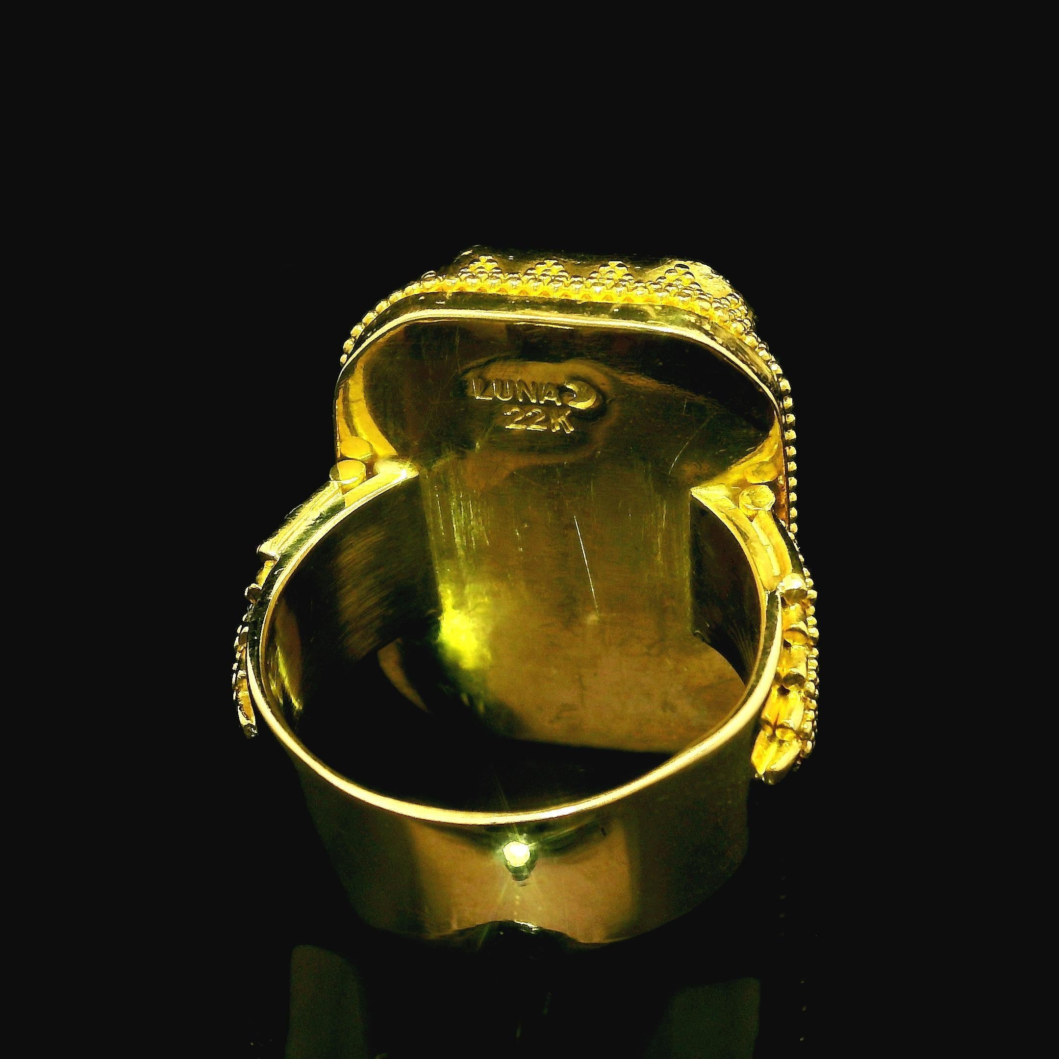 Luna Felix 22k Gold GIA 18ct Golden Yellow Topaz Etruscan Revival Style Ring 2