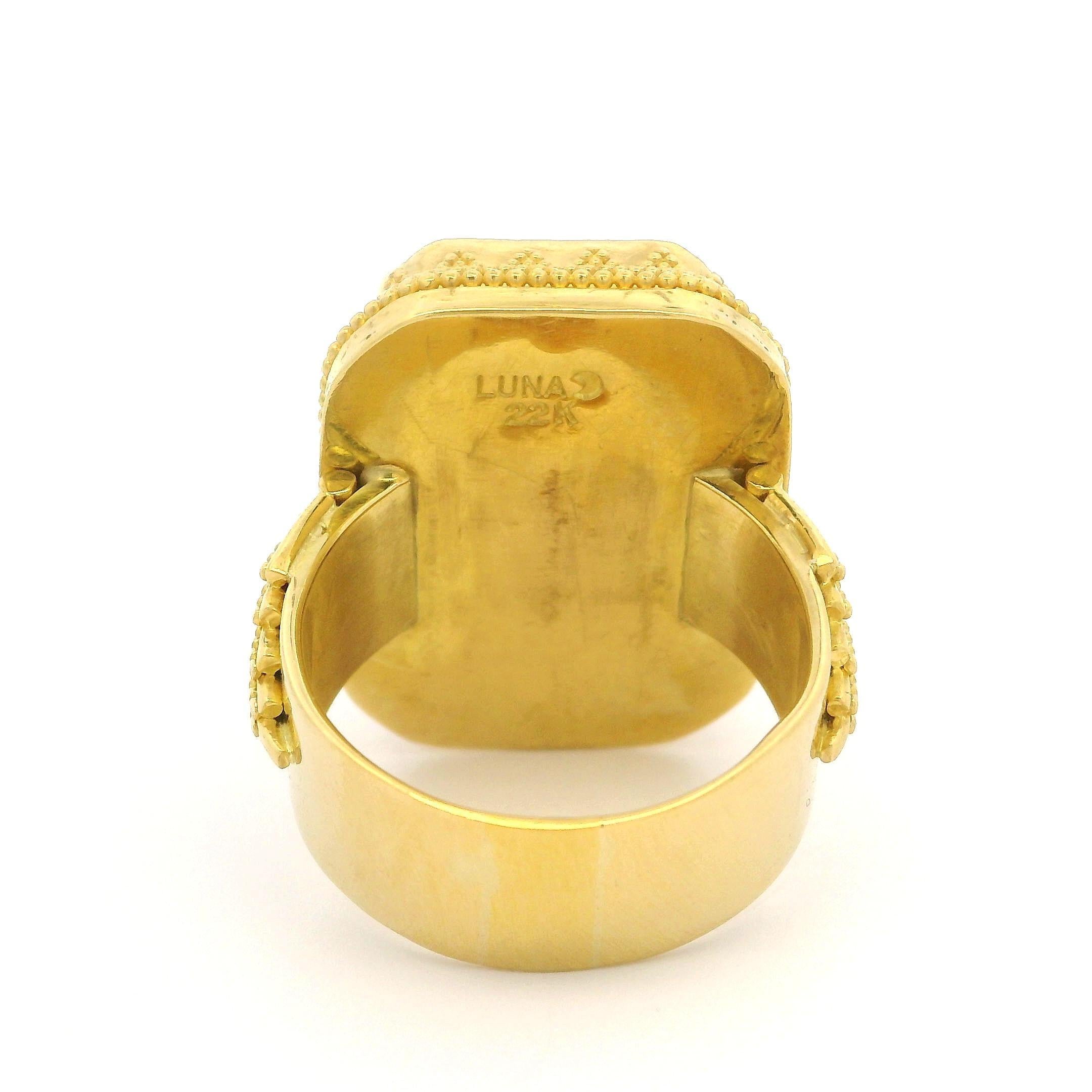 Luna Felix 22k Gold GIA 18ct Golden Yellow Topaz Etruscan Revival Style Ring 4