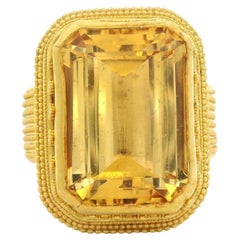 Luna Felix 22k Gold GIA 18ct Golden Yellow Topaz Etruscan Revival Style Ring