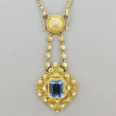 Luna Felix Aquamarine Diamond Gold Pendant