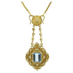 Luna Felix Aquamarine Diamond Gold Pendant