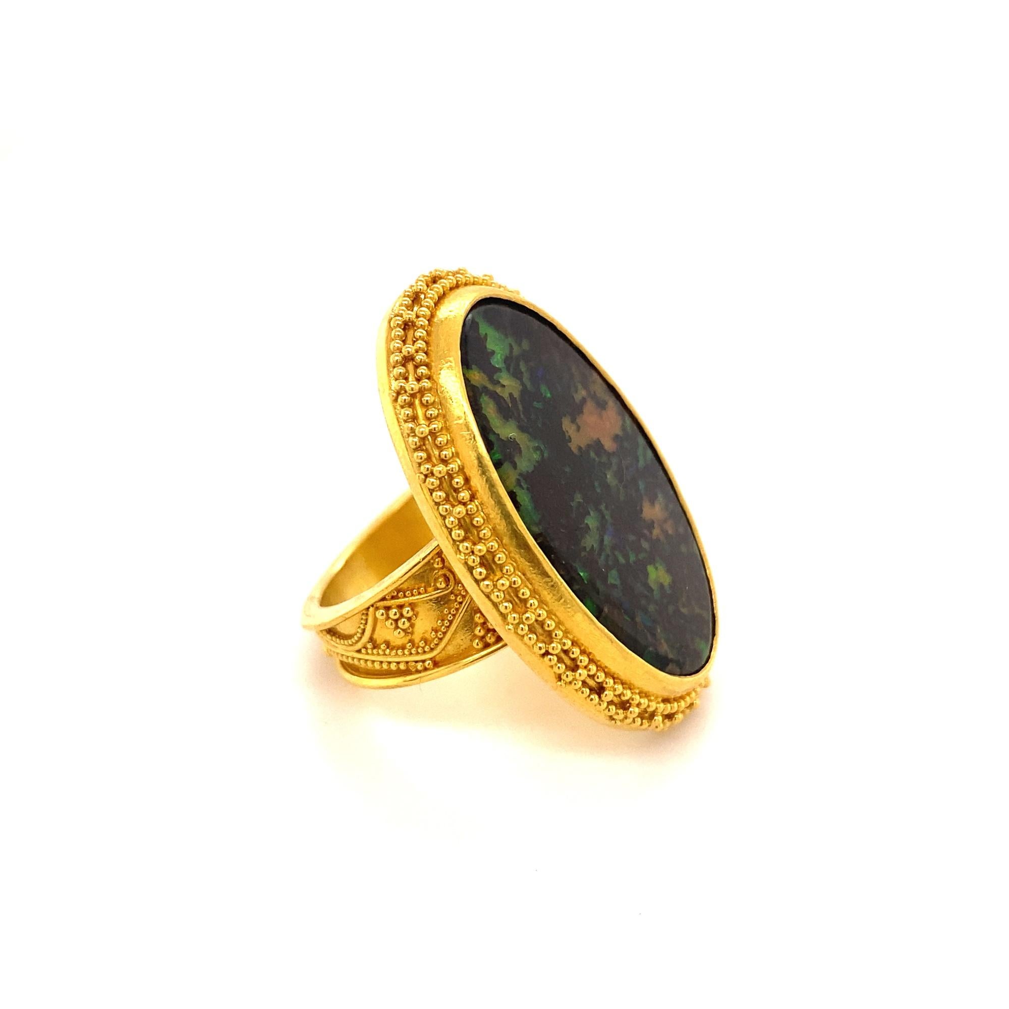 Luna Felix „Conk Wood“ Opal 22k Gelbgold Designer-Ring im Zustand „Hervorragend“ im Angebot in Woodland Hills, CA