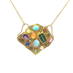 Luna Felix MultiColored Gemstone 22k Yellow Gold Pendant Necklace