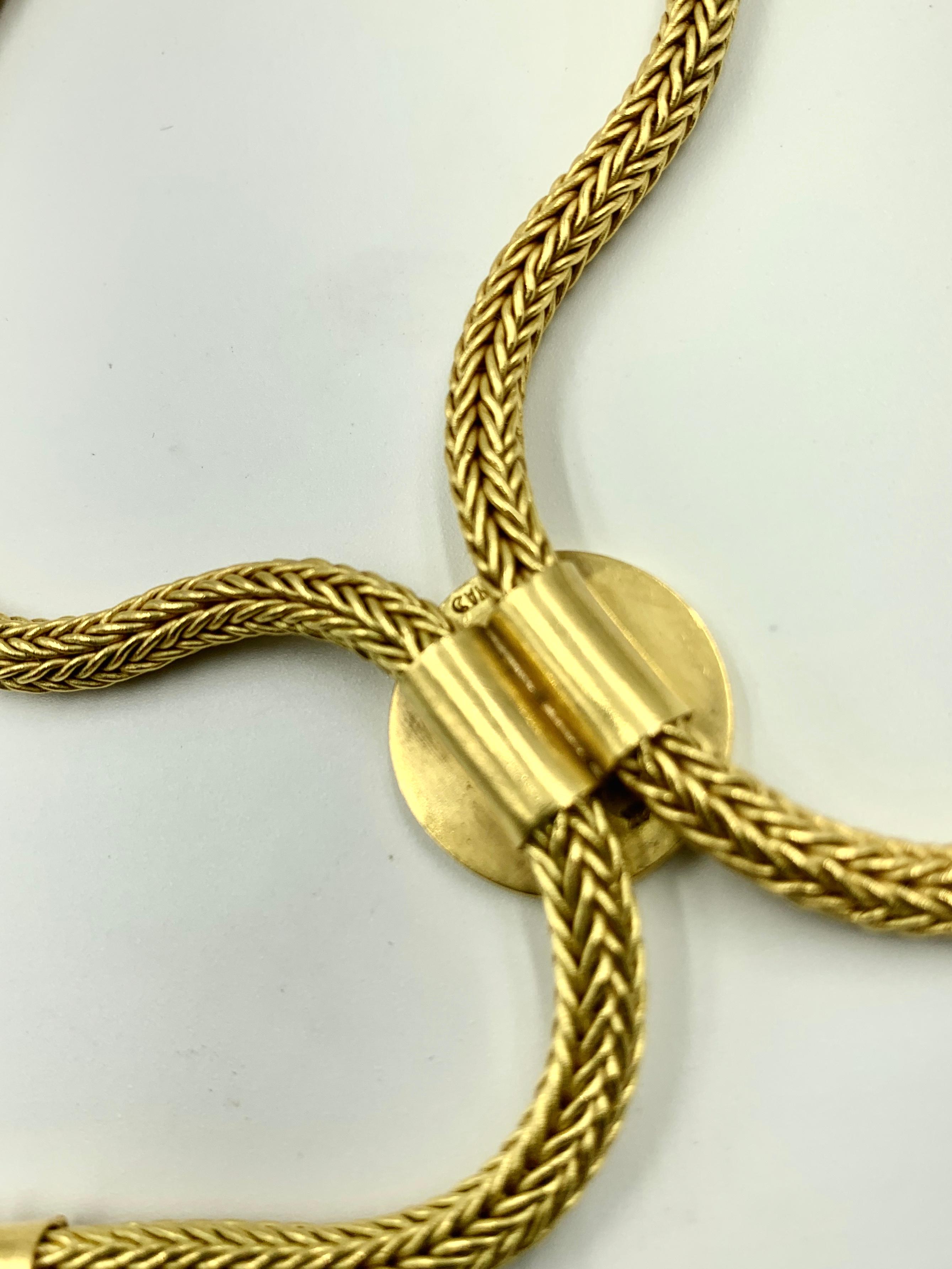 Women's or Men's Rare Cowboy Core Vintage 22K Yellow Gold Bolo Tie Necklace by Luna Felix For Sale
