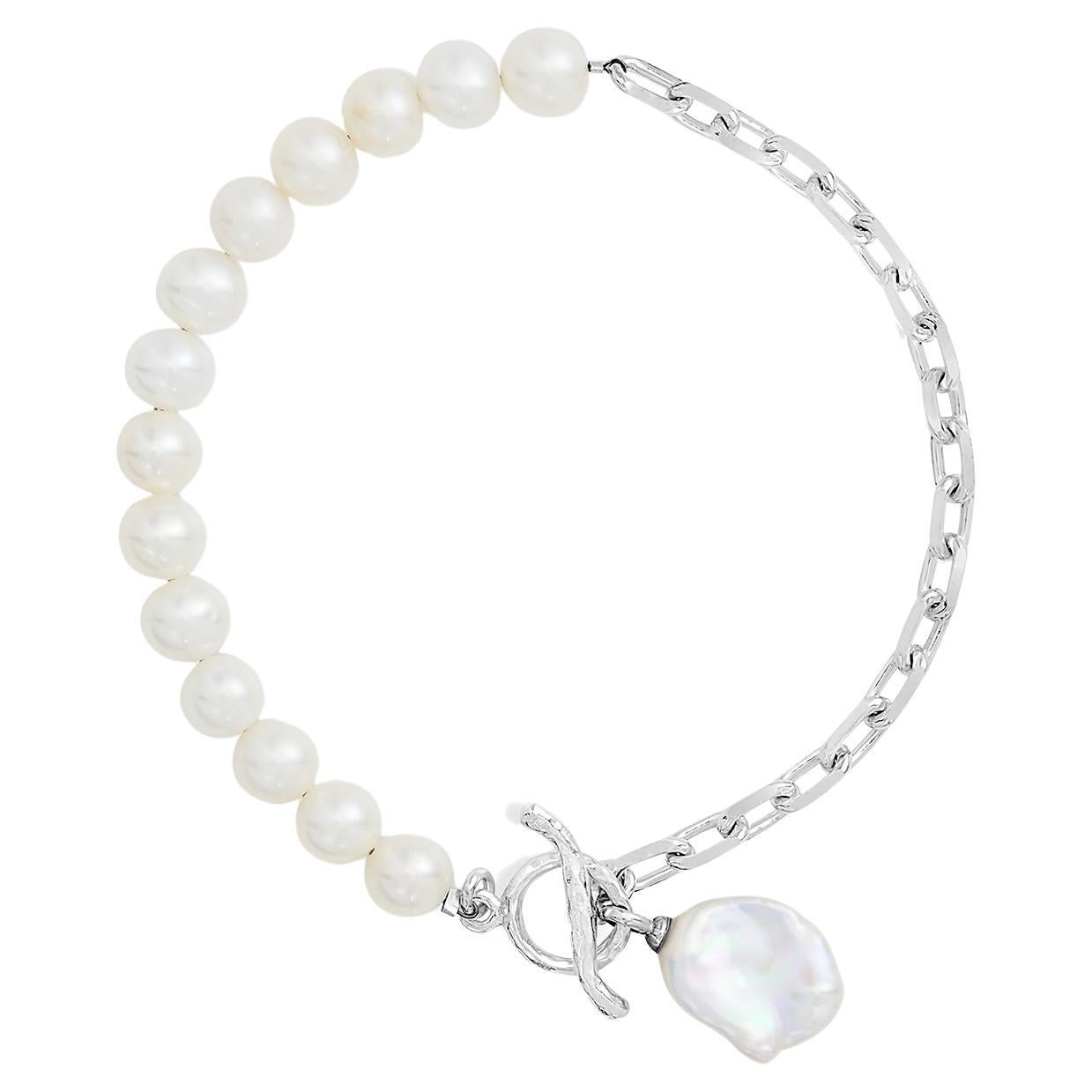 Luna Bracelet de perles d'eau douce et de Keshi en argent sterling en vente