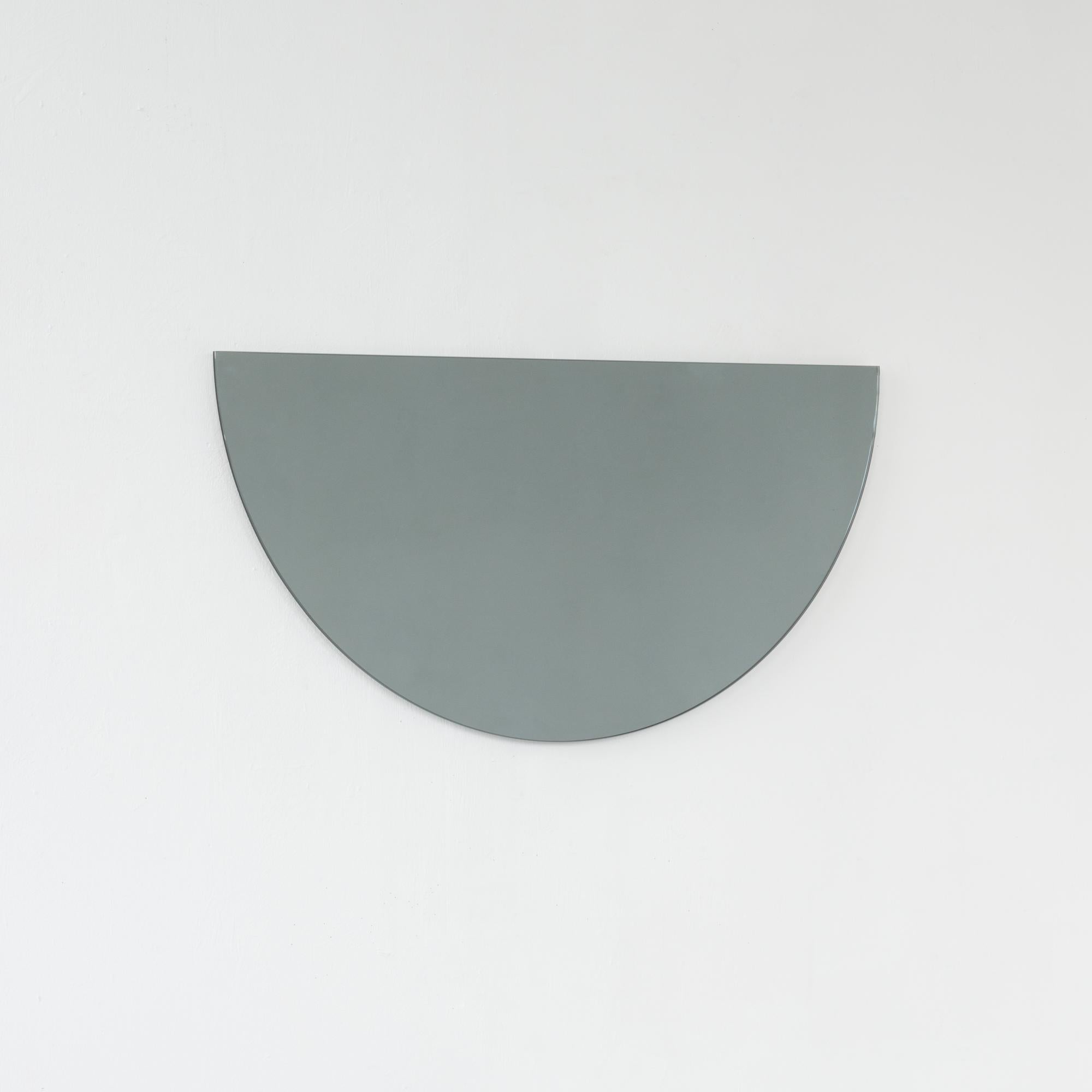 Luna Half-circle Black Tinted Minimalist Frameless Mirror, Medium In New Condition For Sale In London, GB