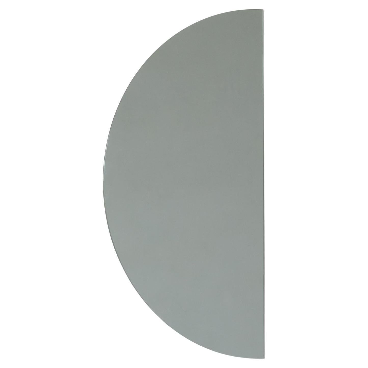 Luna Half-circle Black Tinted Minimalist Frameless Mirror, Medium