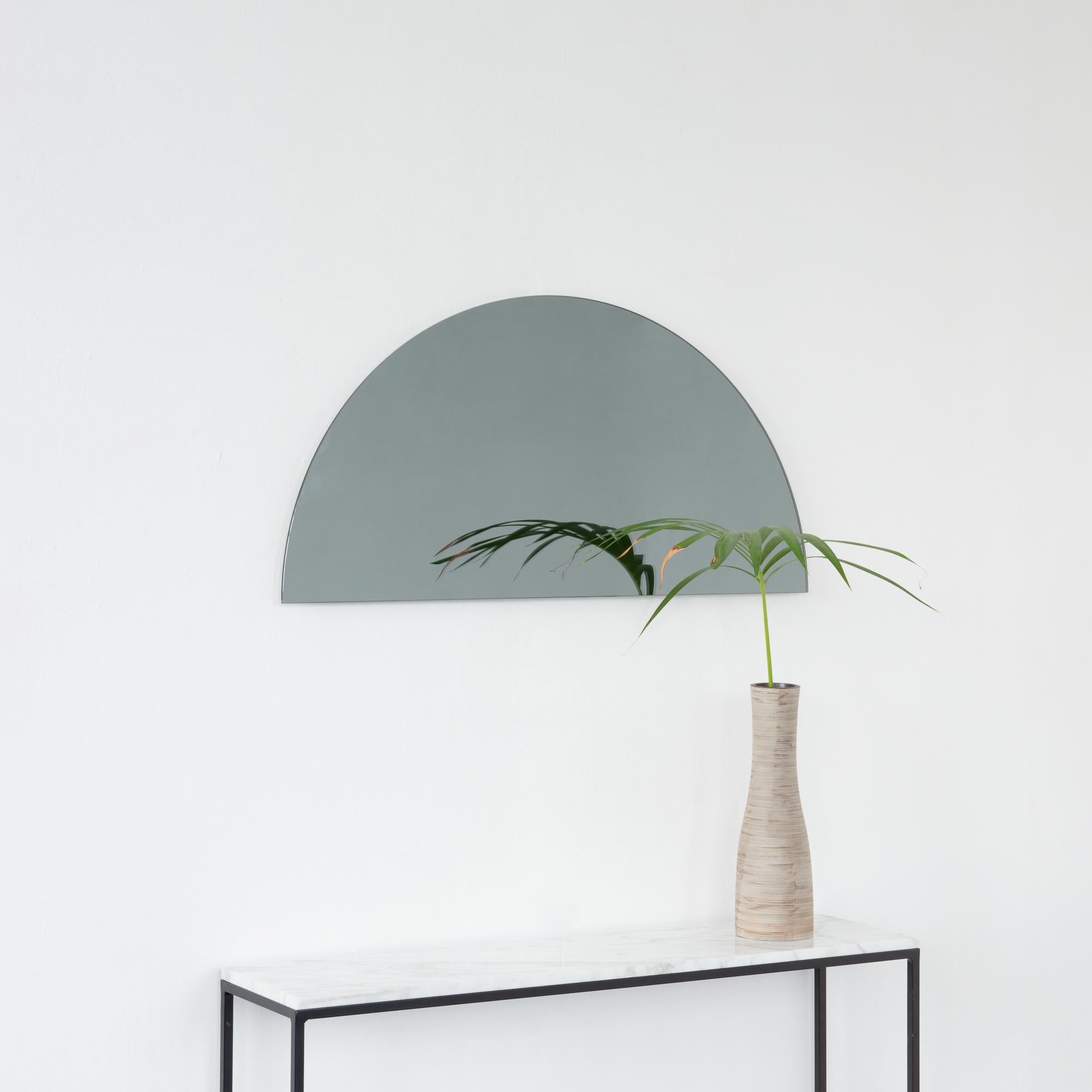 Organic Modern Luna Half-Moon Black Tinted Semi-circular Frameless Contemporary Mirror, XL For Sale