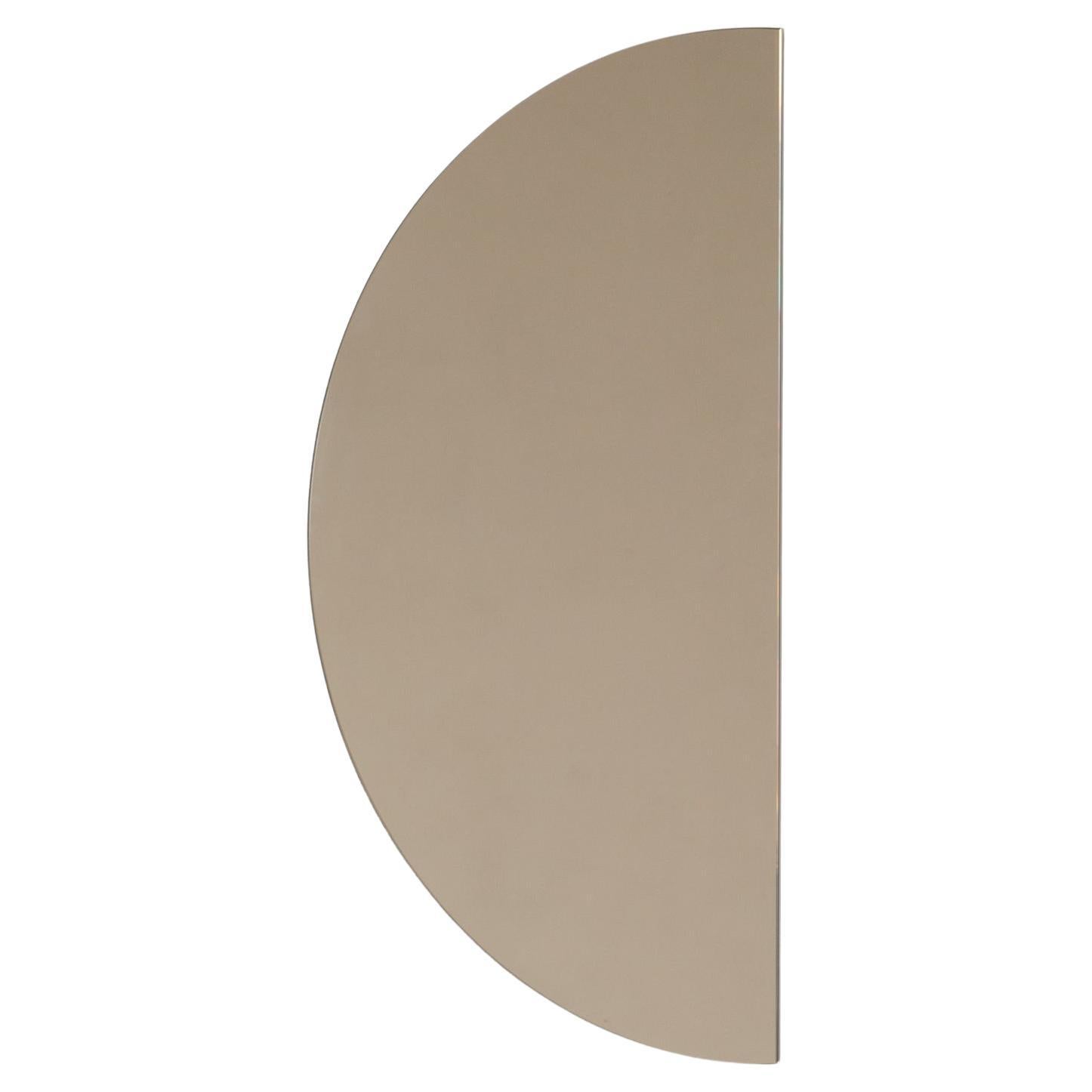 Luna Half-Moon Bronze Tinted Minimalist Semicircular Frameless Mirror, XL