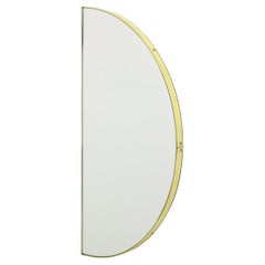 Luna Half-Moon Circular Modern Mirror with Brass Frame, XL
