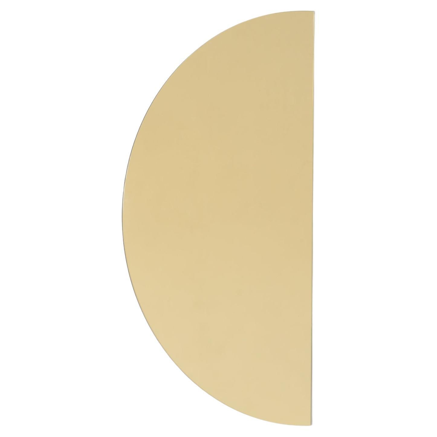 Luna Half-Moon Gold Tinted Semi-circular Contemporary Frameless Mirror, Large (miroir sans cadre) en vente