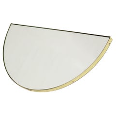 Luna Half-Moon Half-Circle Contemporary Mirror with Brass Frame, Large