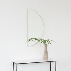 Luna Half-Moon Semicircular Contemporary Frameless Mirror, Regular