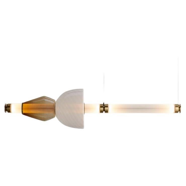 Luna Kaleido 1 Tier Chandelier, E in Satin Brass For Sale