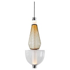 Luna Kaleido Large Pendant in Satin Nickel 
Smoked Bronze / Clear Beads