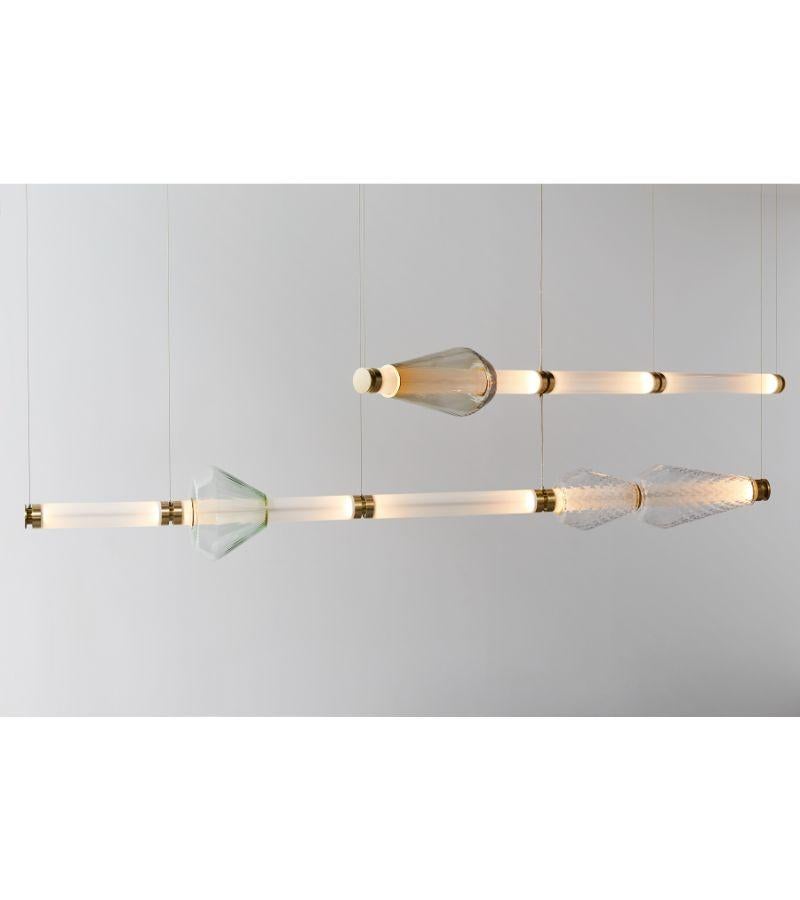 Luna Kaleido XL 2 Tier Chandelier, B in Satin Brass In New Condition For Sale In New York, NY