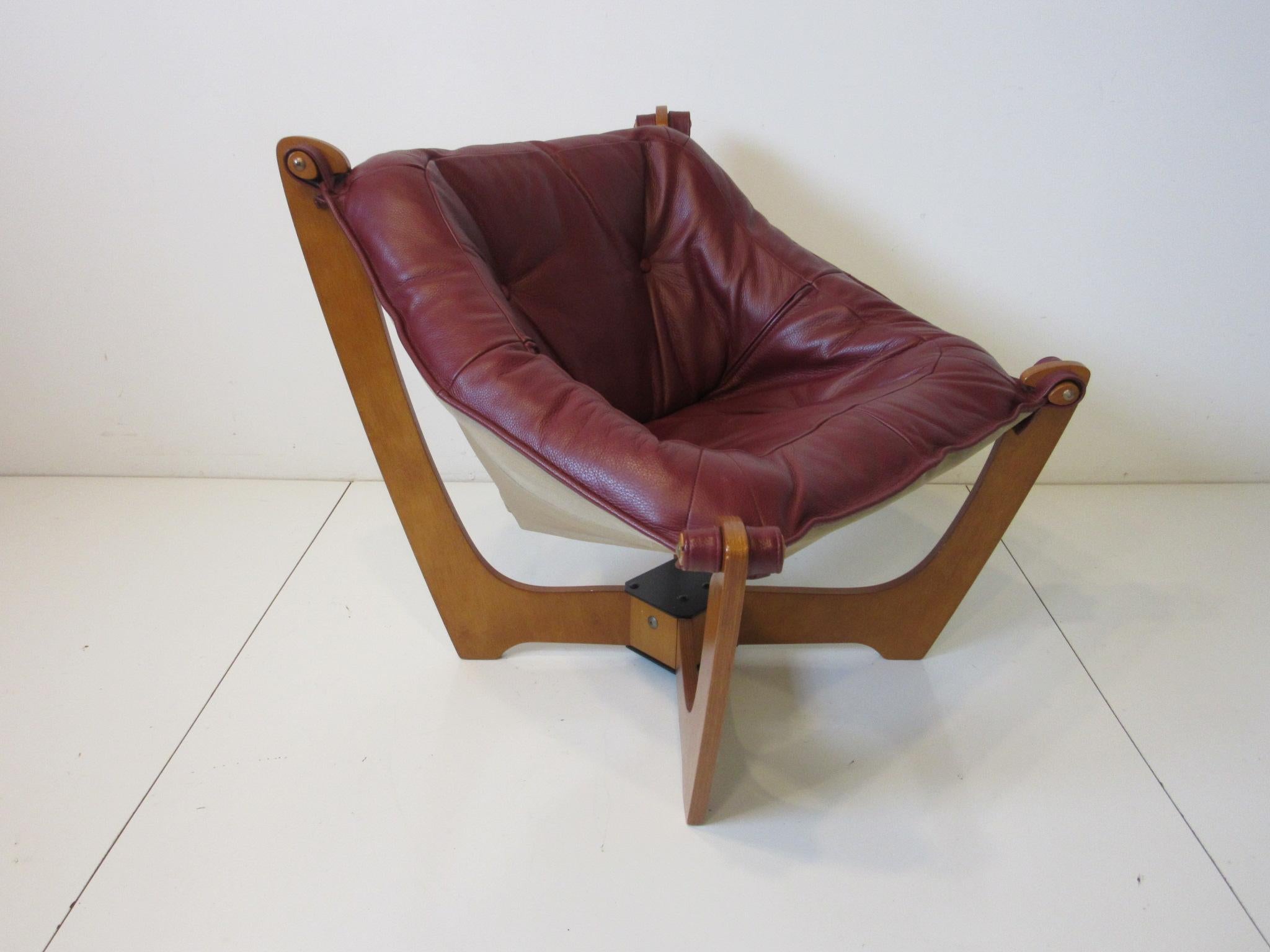 20th Century Luna Leather Lounge Chair by Odd Knutsen Norway