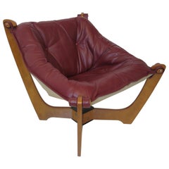 Retro Luna Leather Lounge Chair by Odd Knutsen Norway