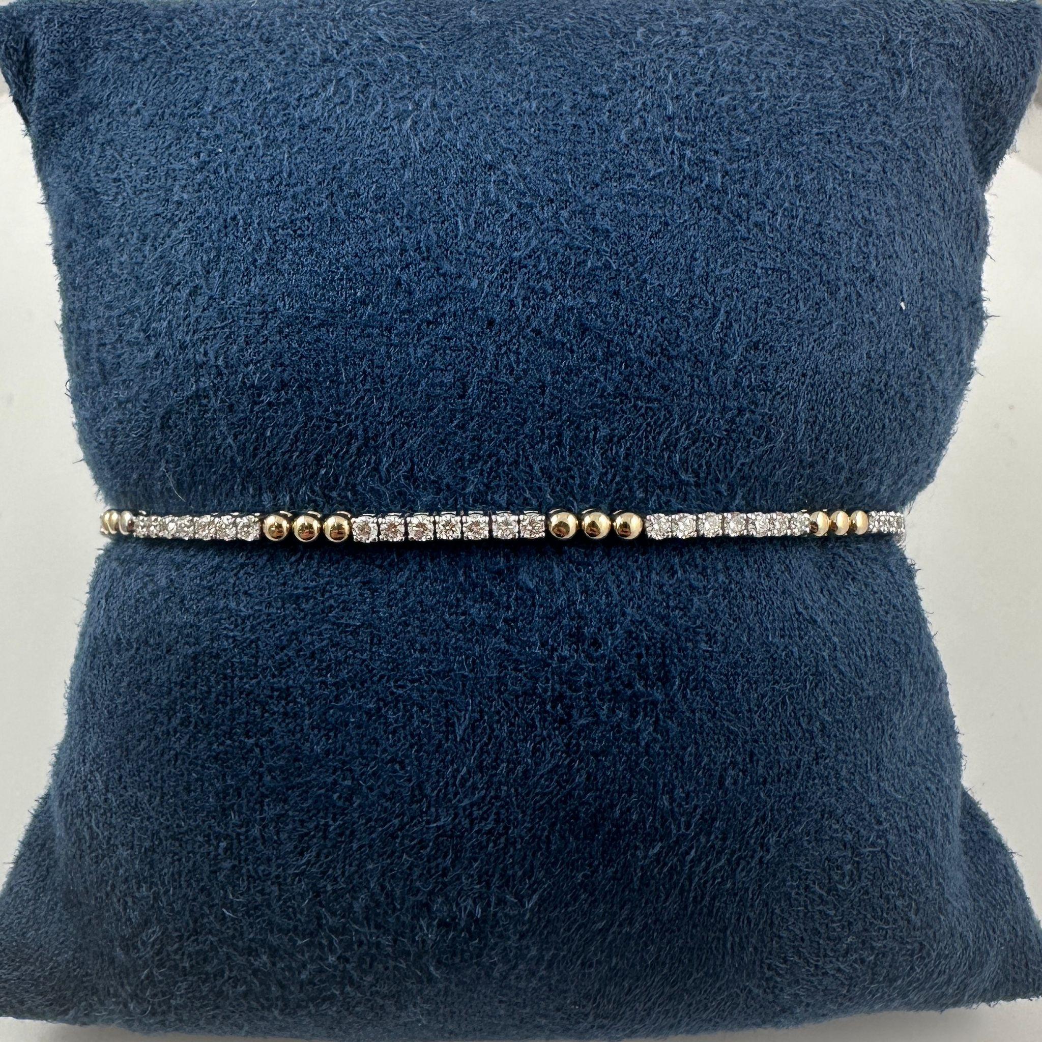 Contemporary “Luna Links” Two-Tone Diamond Bracelet in 14K Yellow & White Gold, 1.51 Carats For Sale
