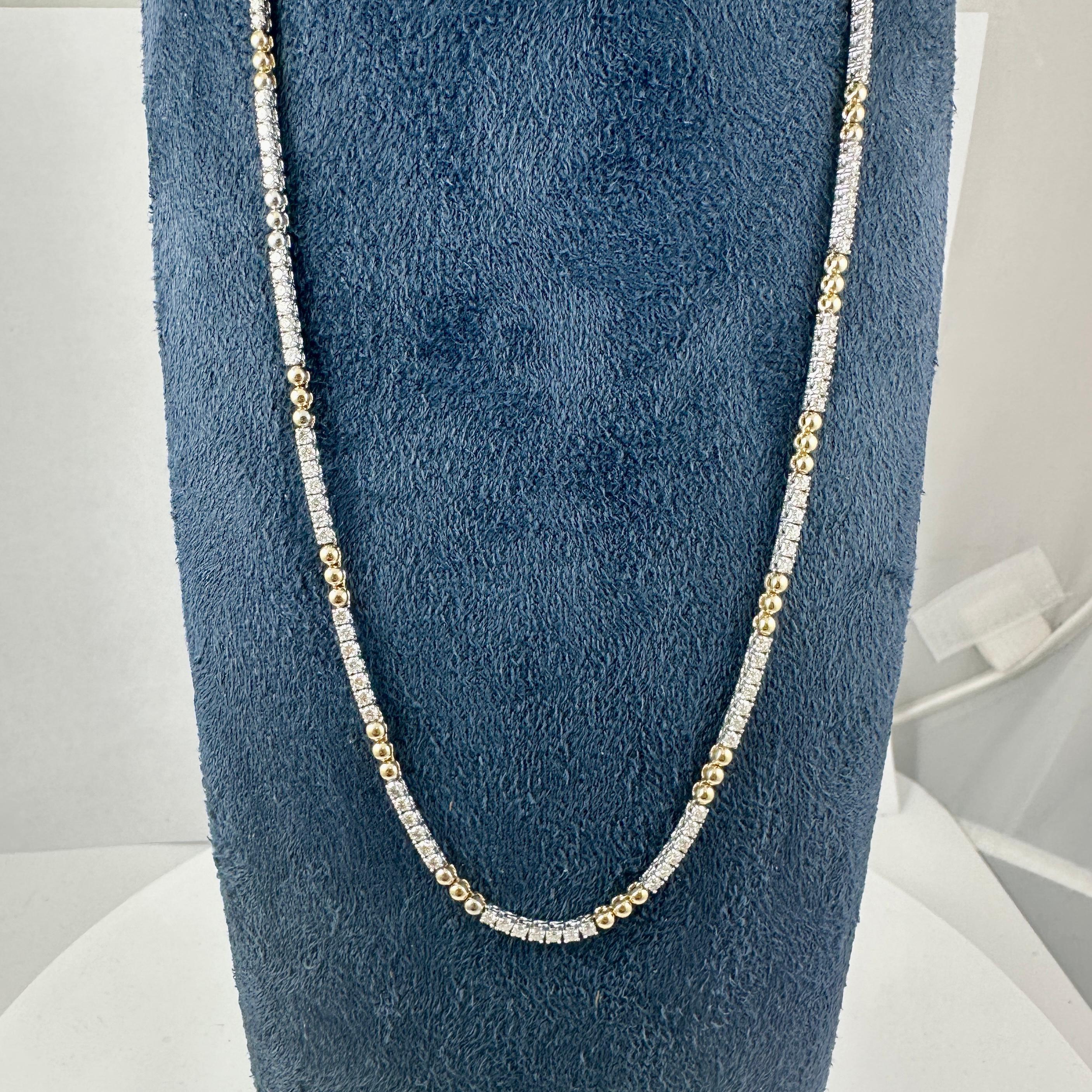 Round Cut “Luna Links” Two-Tone Diamond Bracelet in 14K Yellow & White Gold, 1.51 Carats For Sale