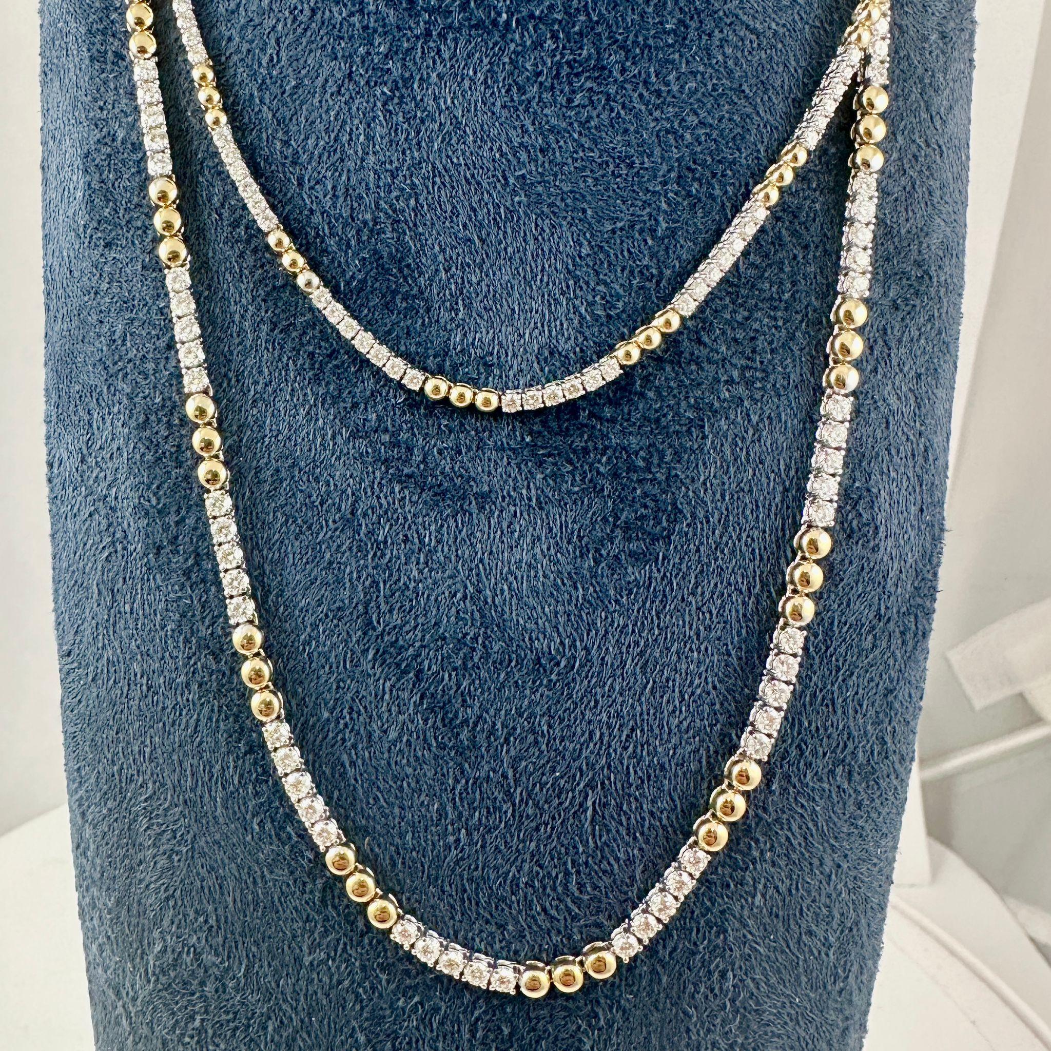 “Luna Links” Two-Tone Diamond Necklace in 14K Yellow & White Gold, 3.51 Carats In New Condition For Sale In New York, NY