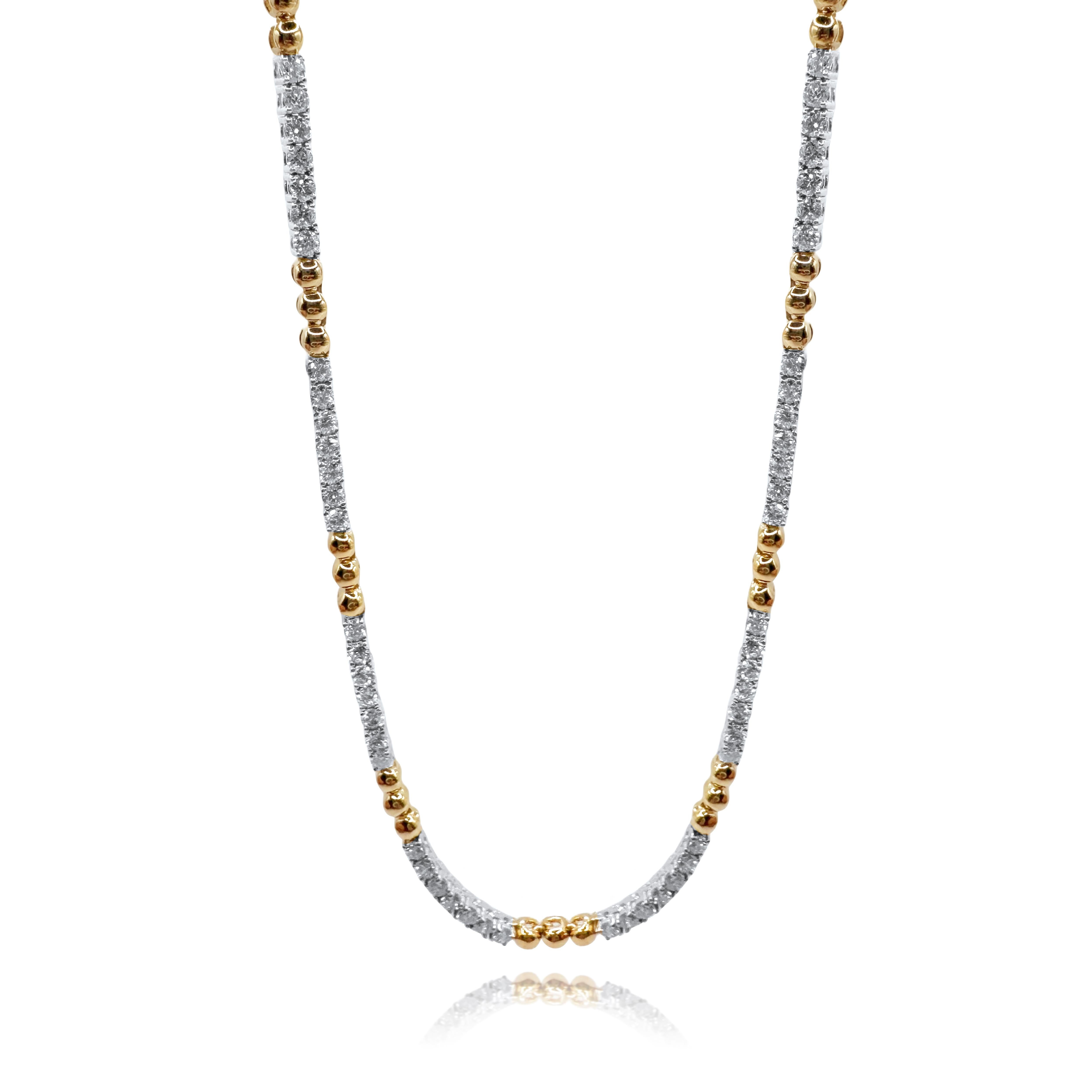 “Luna Links” Two-Tone Diamond Necklace in 14K Yellow & White Gold, 3.51 Carats For Sale 1