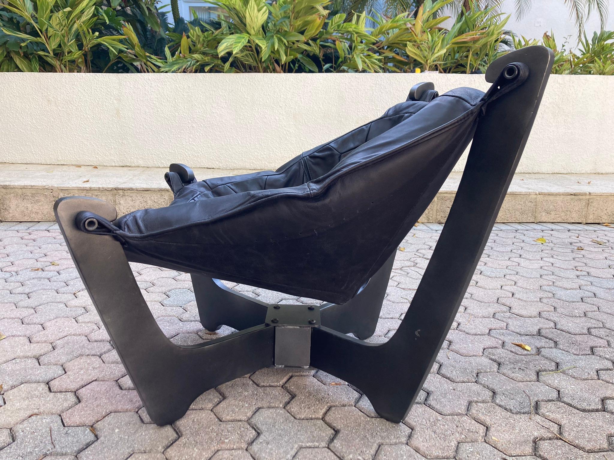 Late 20th Century Luna Lounge Chair by Odd Knutsen, Black Leather 