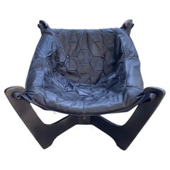 Luna Lounge Chair by Odd Knutsen, Black Leather 