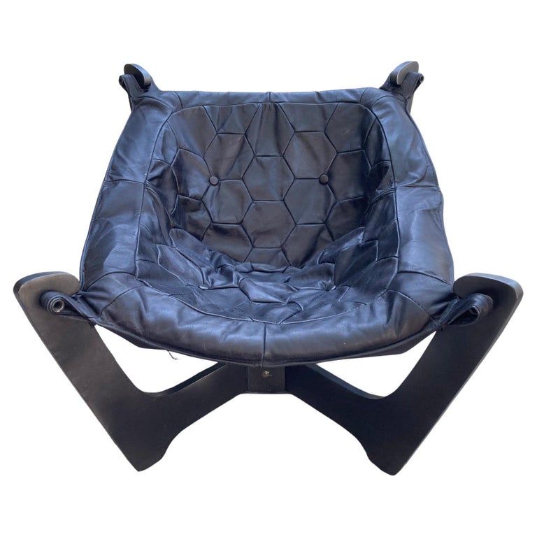 Luna Lounge Chair by Odd Knutsen, Black Leather For Sale at 1stDibs